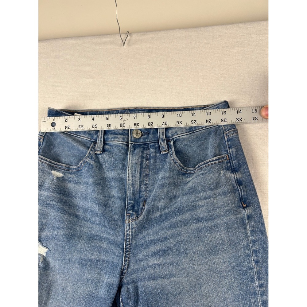 American Eagle High Waisted Distressed Skinny Jeans Medium Wash Blue Denim - Picture 7 of 12